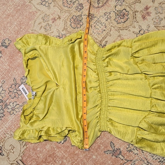 Steve Madden Prairie Dreams Golden Lime Ruffled Mini Dress Size L - Picture 11 of 13